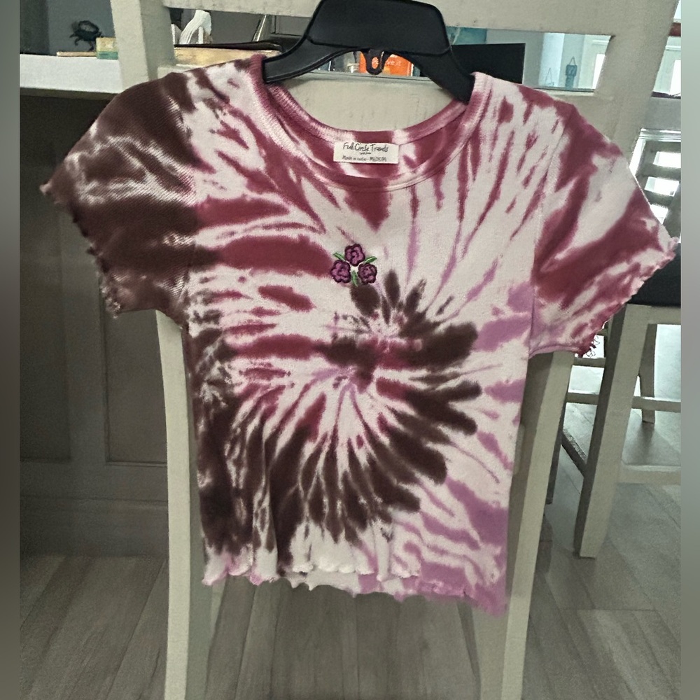 Faded Glory Pink and Brown Tie-Dye Tee